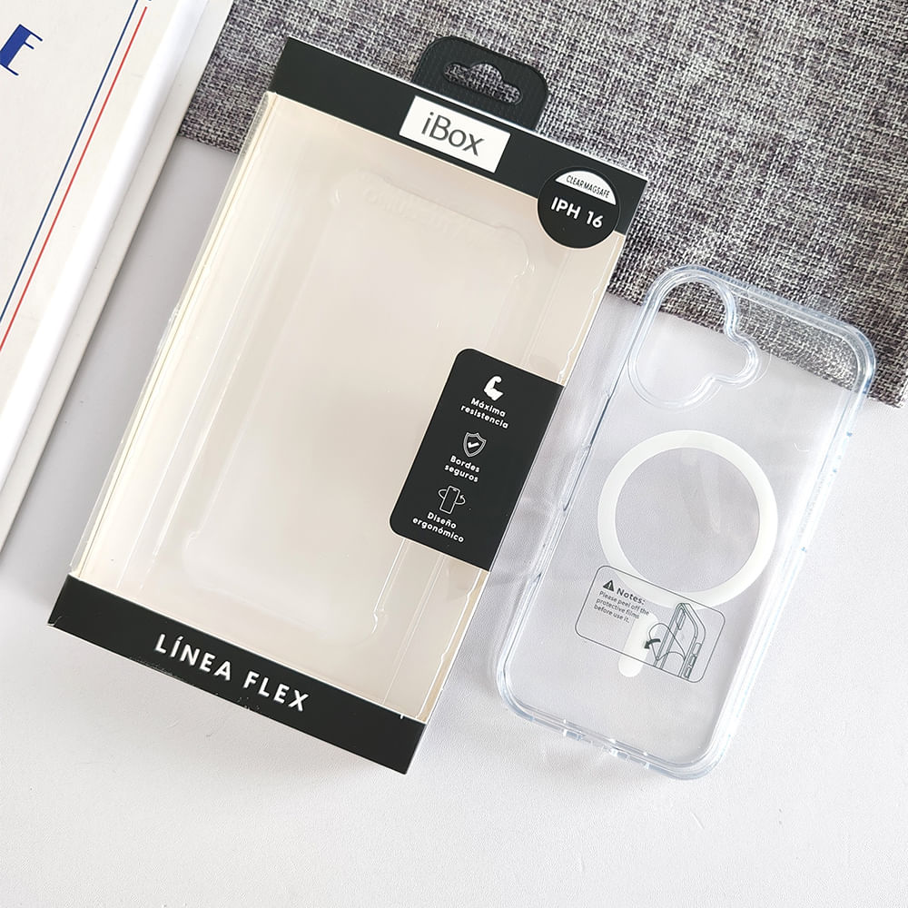 Imagen 2 del producto Case iBox para iphone 16 clear, con magsafe para carga inalámbrica, transparente