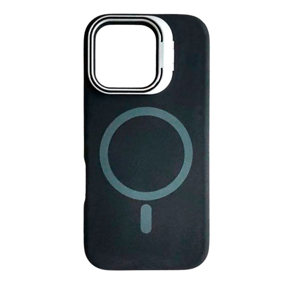 Case iBox para iphone 15 pro max soft line, con magsafe para carga inalámbrica, con soporte en cámara, negro