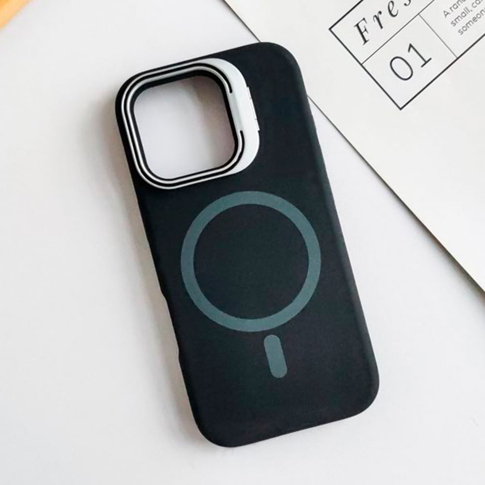 Imagen 2 del producto Case iBox para iphone 15 pro max soft line, con magsafe para carga inalámbrica, con soporte en cámara, negro