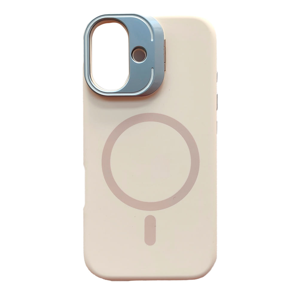 Case iBox para iphone 16, soft line con magsafe para carga inalámbrica, con soporte cámara, beige