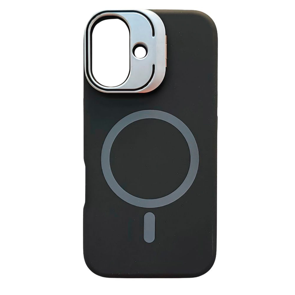 Case iBox para iphone 16, soft line con magsafe para carga inalámbrica, con soporte cámara, negro