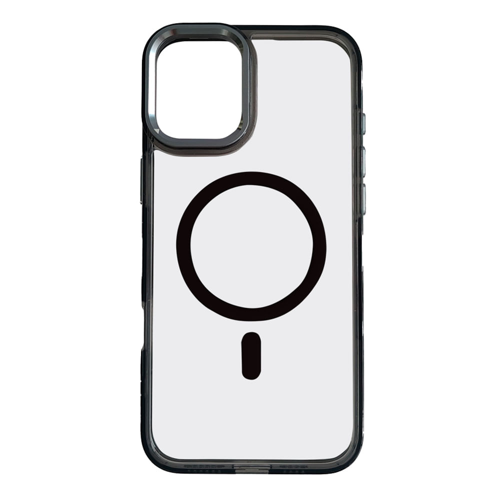 Case iBox para iphone 16 plus metal glow, con magsafe para carga inalámbrica, con soporte en cámara, negro
