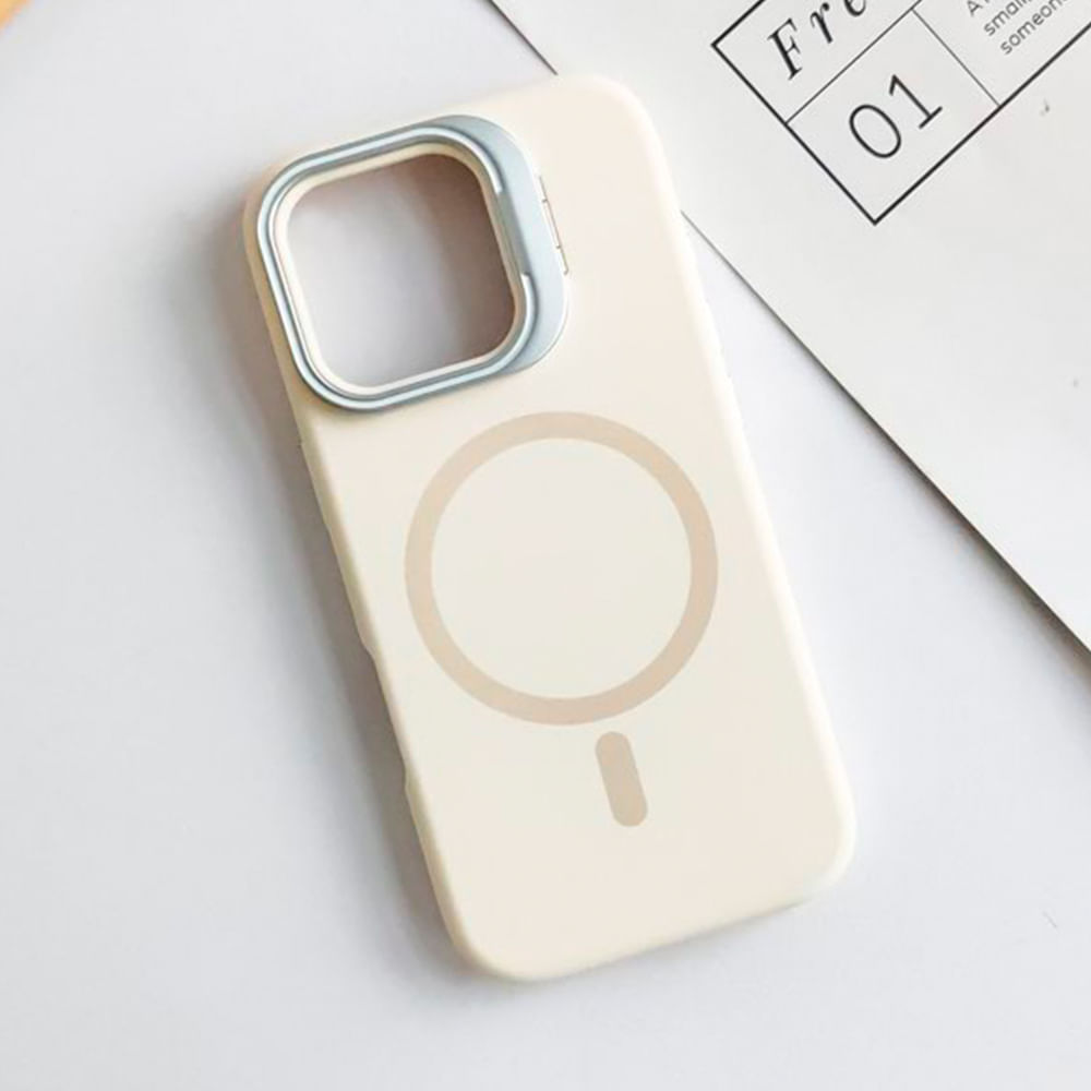Imagen 2 del producto Case iBox para iphone 16 pro max soft line, con magsafe para carga inalámbrica, con soporte cámara, beige