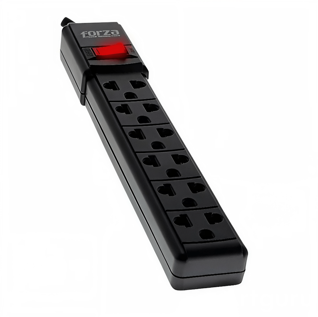 Imagen 1 del producto Supresor de picos Forza FPS-001B con 6 tomas, cable de 90 cm y enchufe con conexión a tierra negro
