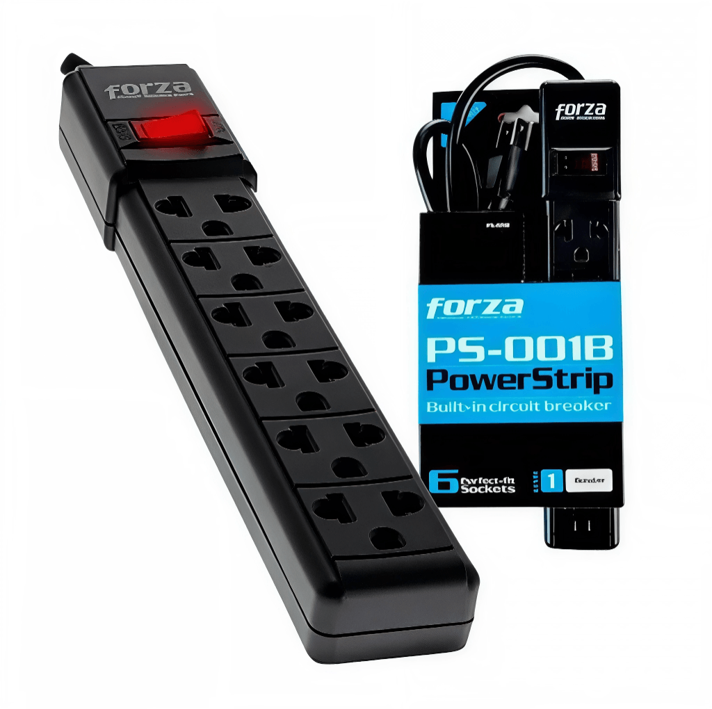 Imagen 2 del producto Supresor de picos Forza FPS-001B con 6 tomas, cable de 90 cm y enchufe con conexión a tierra negro