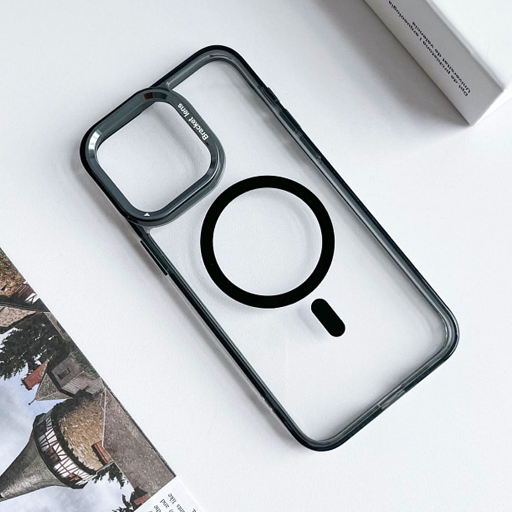 Imagen 2 del producto Case iBox para iphone 16 pro max metal glow, con magsafe para carga inalámbrica, con soporte en cámara, negro