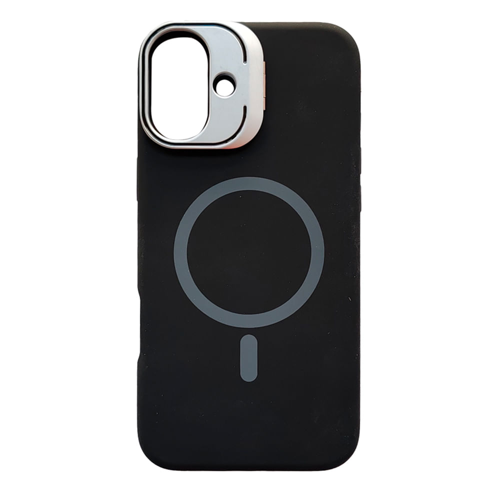 Case iBox para iphone 16 plus soft line, con magsafe para carga inalámbrica, con soporte cámara, negro