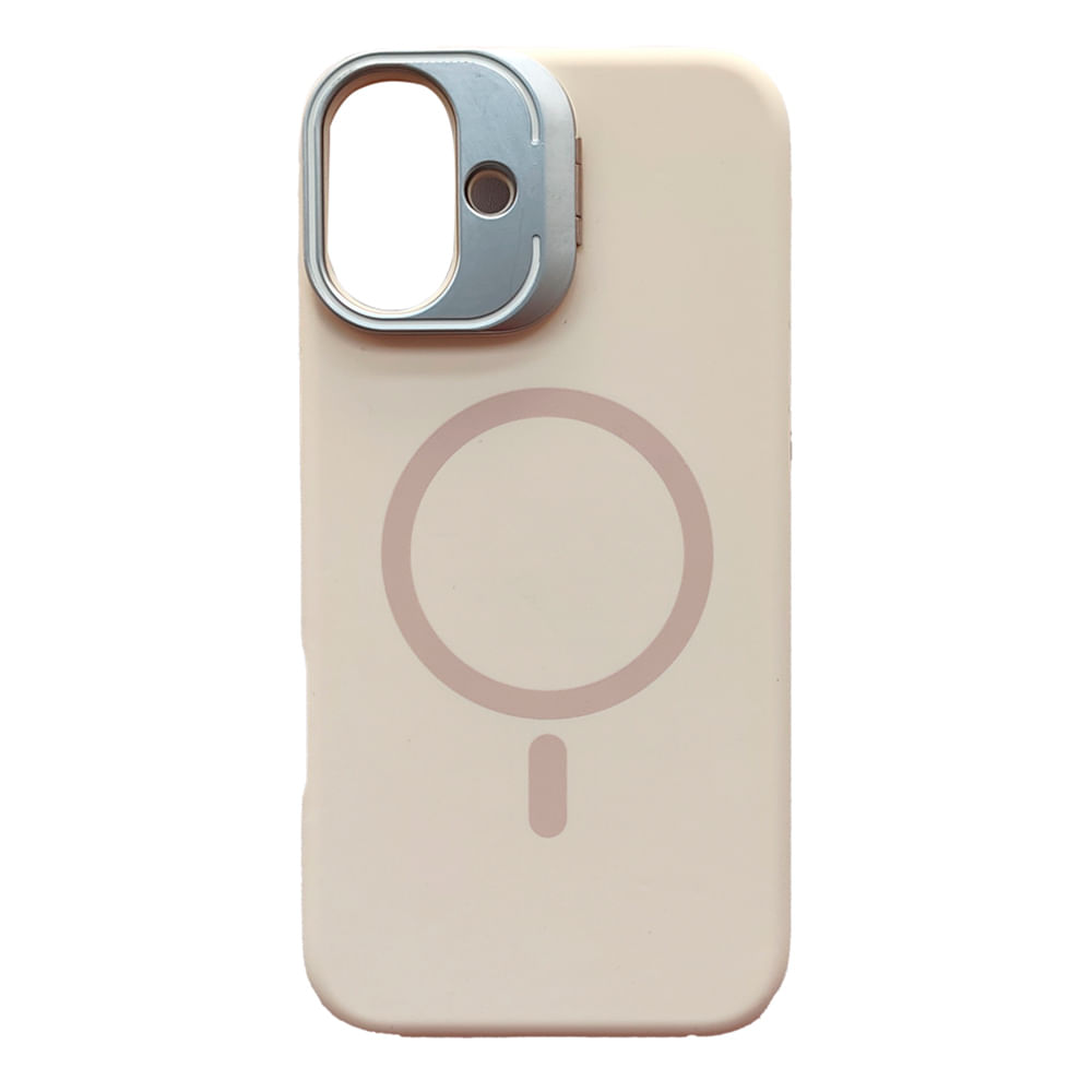 Case iBox para iphone 16 plus soft line, con magsafe para carga inalámbrica, con soporte cámara, beige