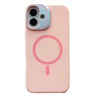 Case iBox para iphone 16 plus soft line, con magsafe para carga inalámbrica, con soporte cámara, rosado