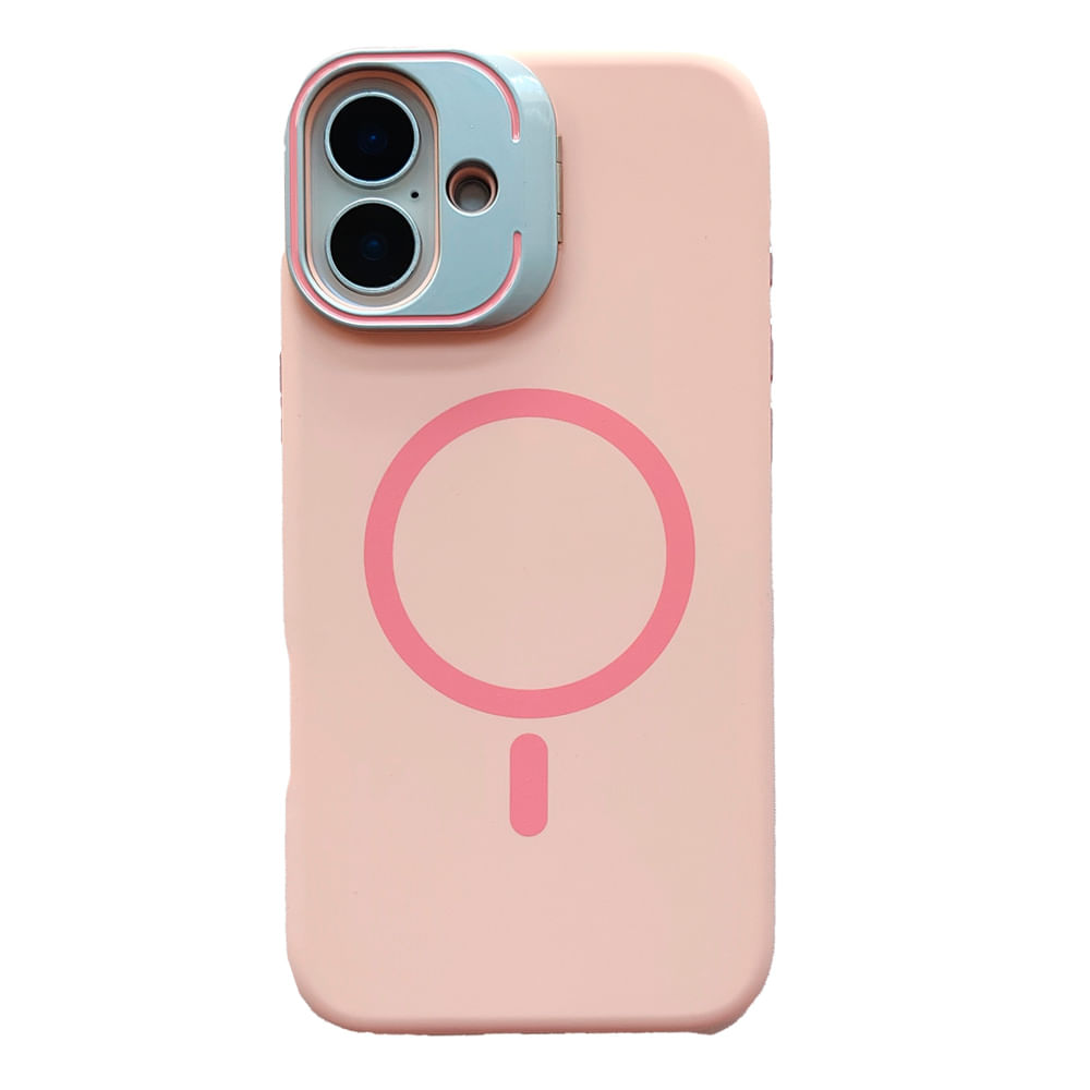 Case iBox para iphone 16 plus soft line, con magsafe para carga inalámbrica, con soporte cámara, rosado