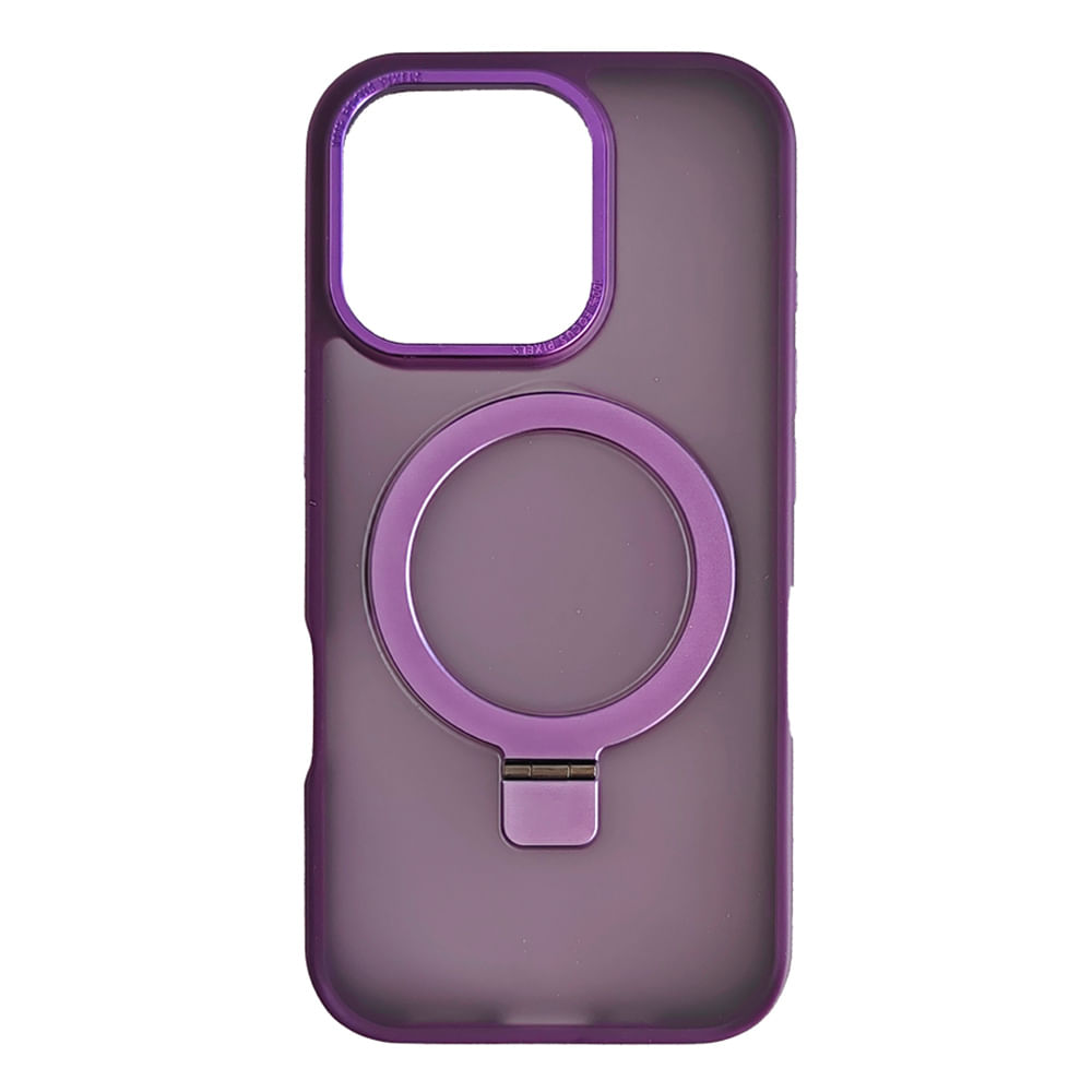 Case iBox para iphone 16 pro metal matte, con magsafe para carga inalámbrica con soporte, mate traslúcido morado