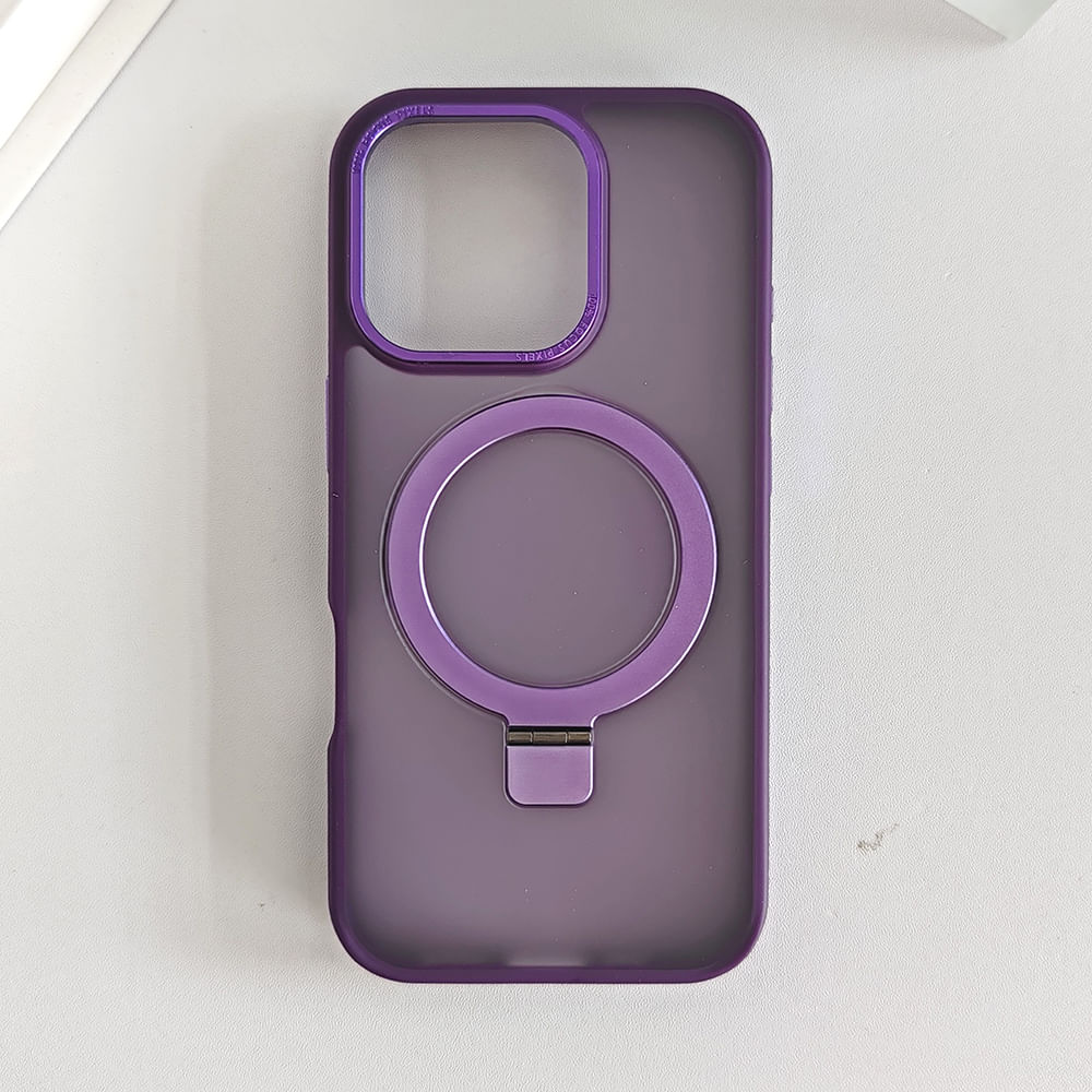 Imagen 2 del producto Case iBox para iphone 16 pro metal matte, con magsafe para carga inalámbrica con soporte, mate traslúcido morado