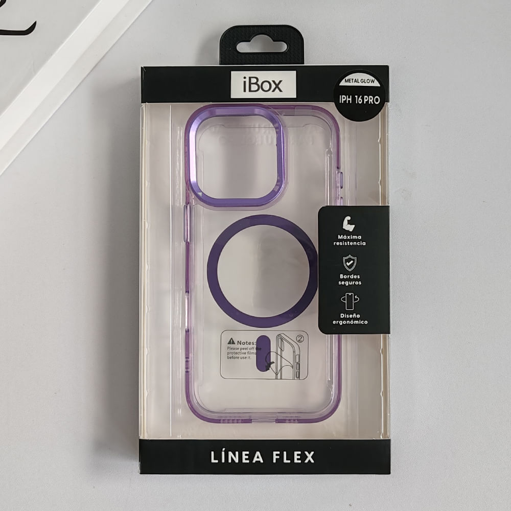 Imagen 2 del producto Case iBox para iphone 16 pro metal glow, con magsafe para carga inalámbrica, con soporte en cámara, morado