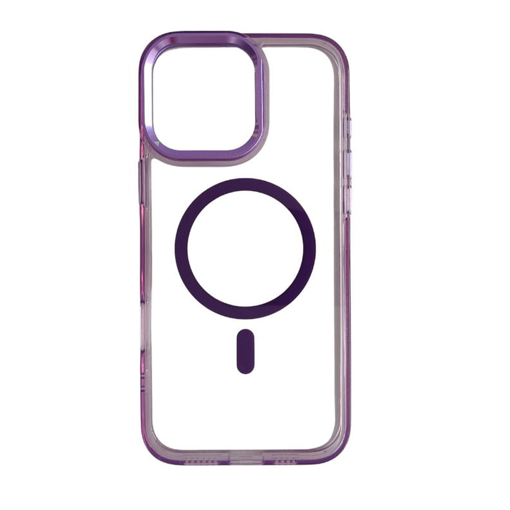 Case iBox para iphone 16 pro max metal glow, con magsafe para carga inalámbrica, con soporte en cámara, morado