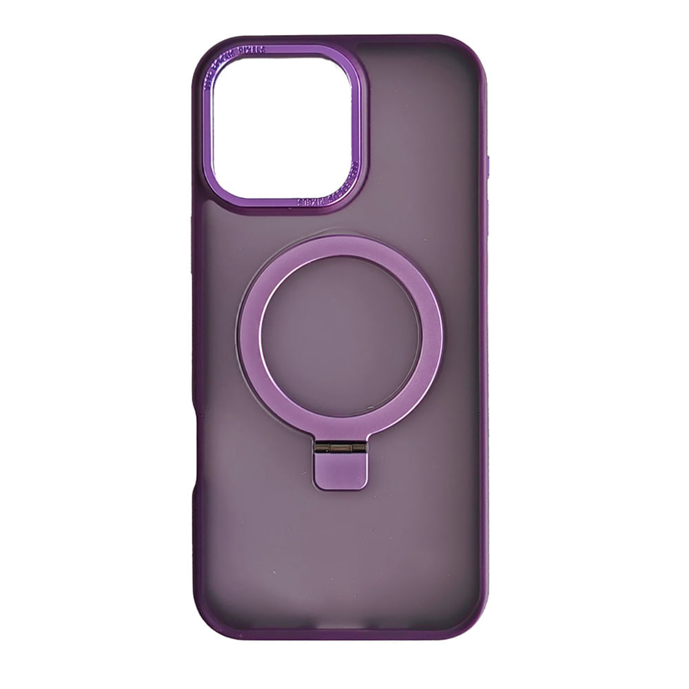 Case iBox para iphone 16 pro max metal matte, con magsafe para carga inalámbrica con soporte, mate traslúcido morado