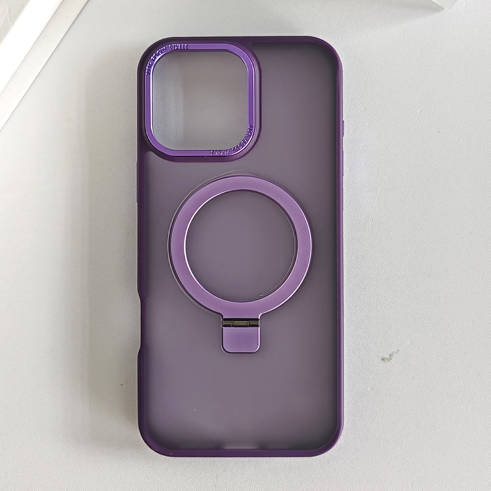 Imagen 2 del producto Case iBox para iphone 16 pro max metal matte, con magsafe para carga inalámbrica con soporte, mate traslúcido morado