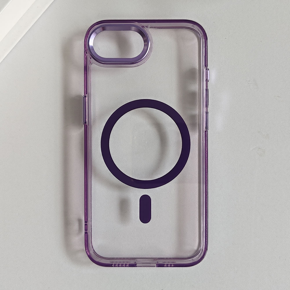 Imagen 2 del producto Case iBox para iphone 16e metal glow, con magsafe para carga inalámbrica, con soporte en cámara, morado