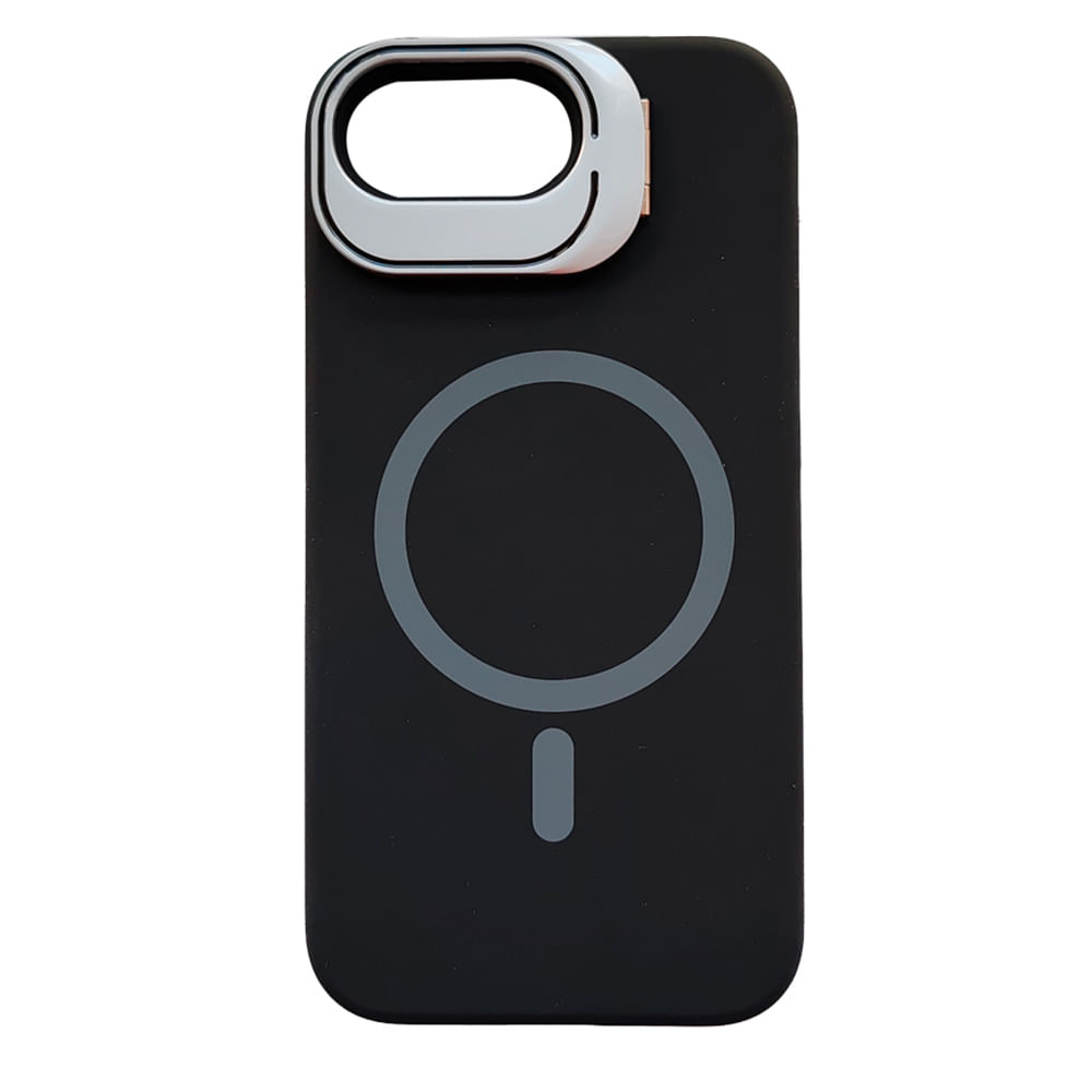 Case iBox para iphone 16e soft line, con magsafe para carga inalámbrica, con soporte cámara, negro