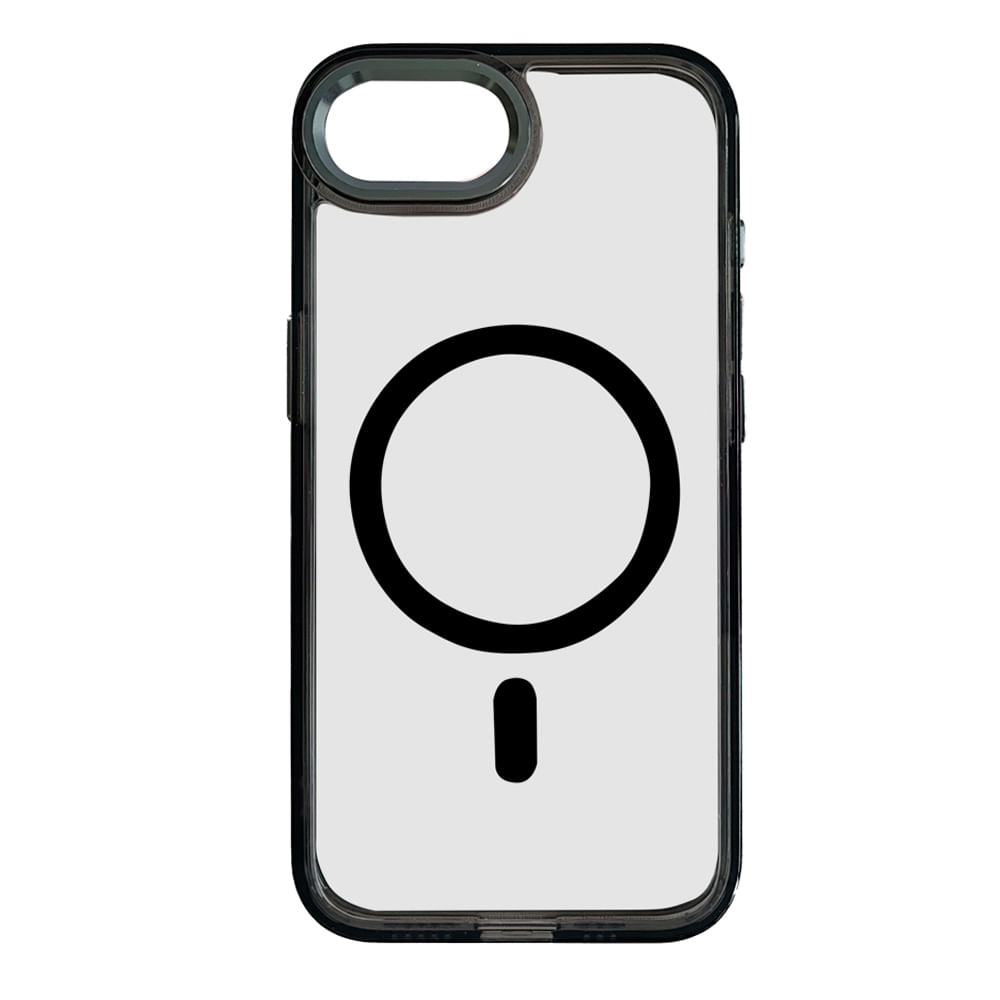 Case iBox para iphone 16e metal glow, con magsafe para carga inalámbrica, con soporte en cámara, negro