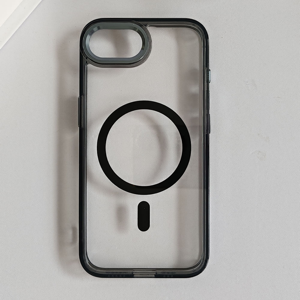 Imagen 2 del producto Case iBox para iphone 16e metal glow, con magsafe para carga inalámbrica, con soporte en cámara, negro