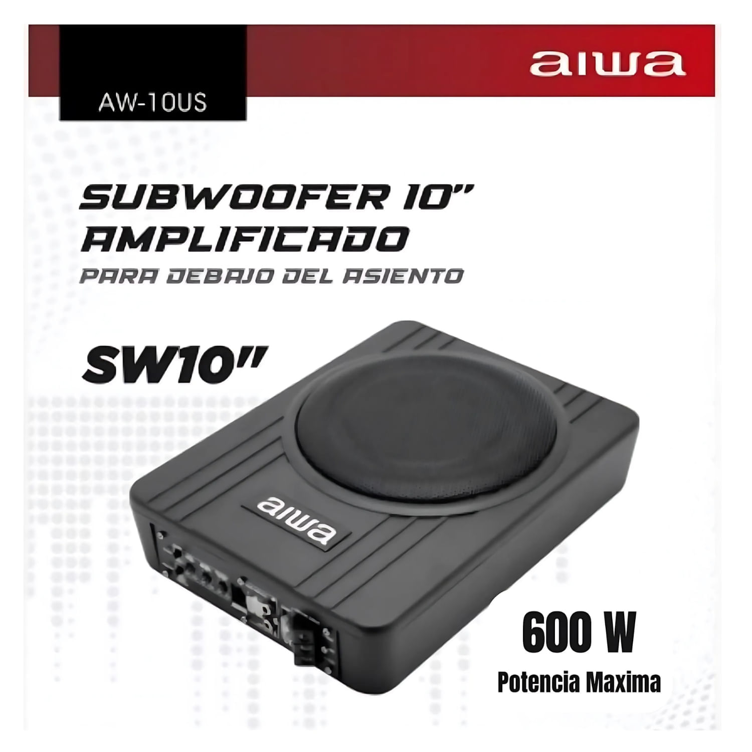 Imagen 2 del producto Subwoofer AIWA parlante de auto 10"" AW-10US, 600W, negro