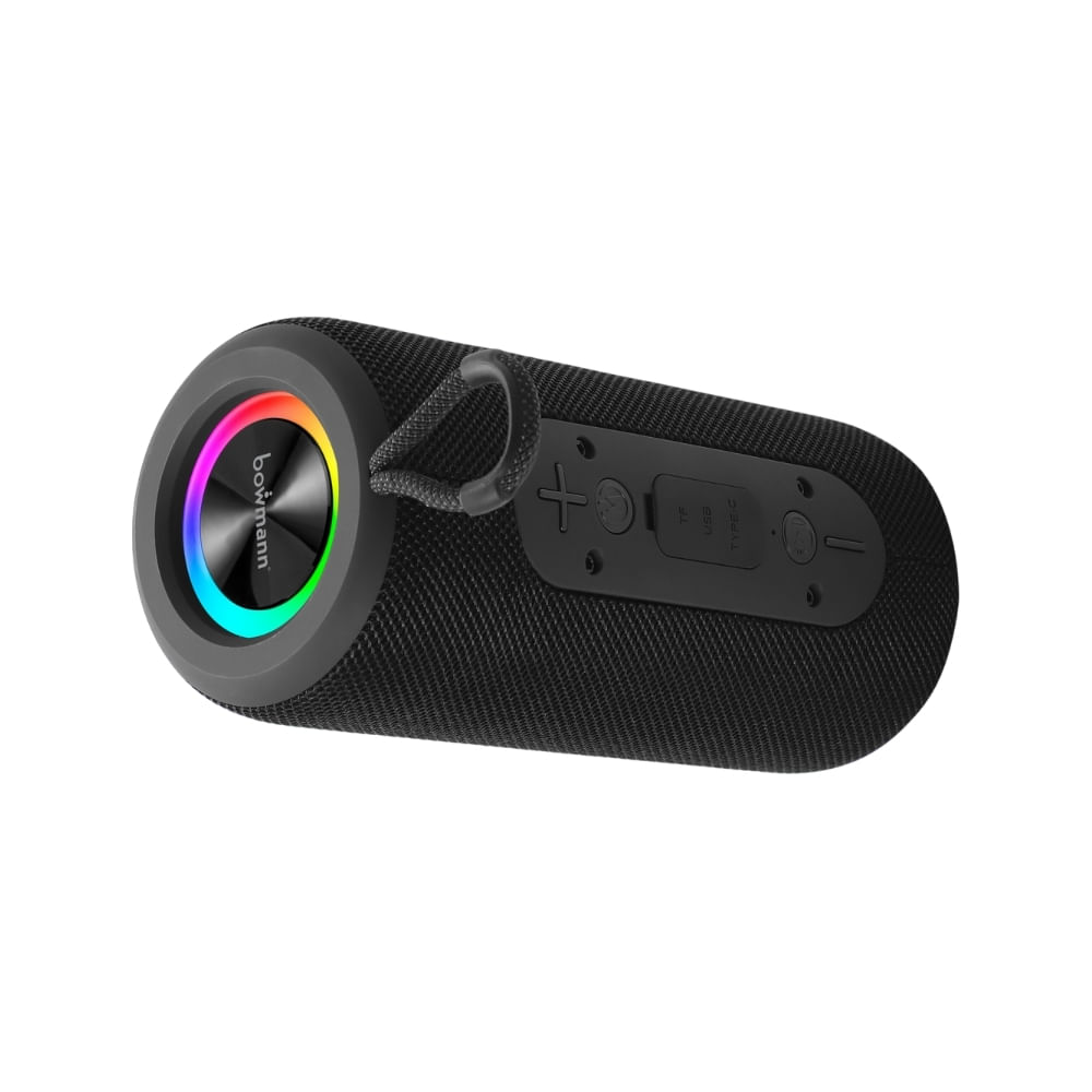 Parlante bluetooth portátil Bowmann BTS-200X, recargable, FM, TWS, negro