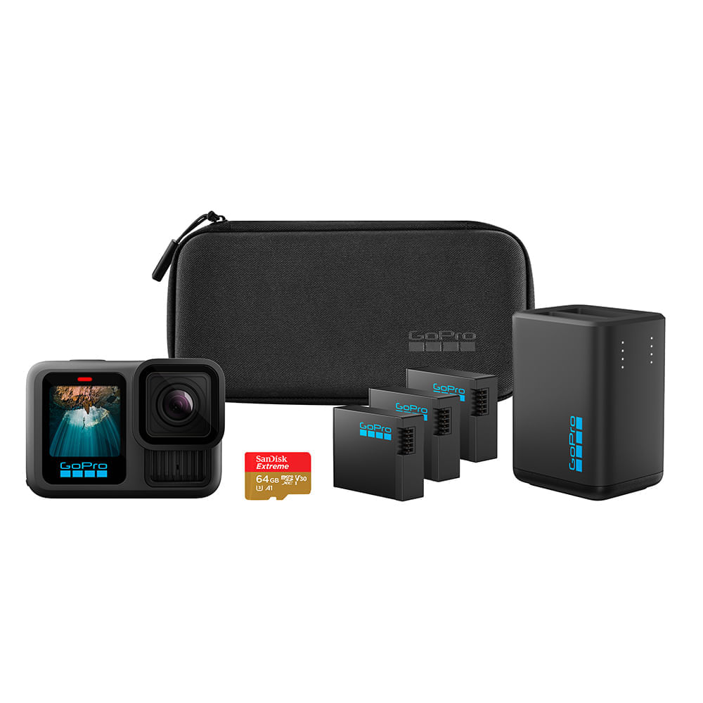 Cámara de acción GoPro Hero 13 Power Bundle 5k, 27MP, bluetooth, resistente al agua, batería hasta 2.5 horas, negro