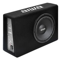 Subwoofer AIWA parlante amplificador para auto caja 10"" Slim, alfombrada, 600W, negro - AW-101BX