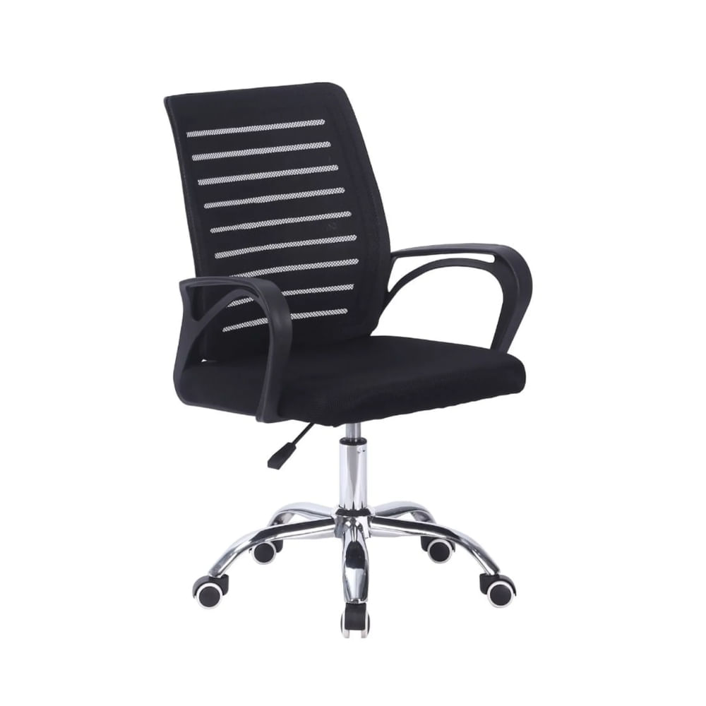 Silla de escritorio ergonómica DC-105 con soporte lumbar, ajuste de altura, giro 360° y materiales transpirables, negro