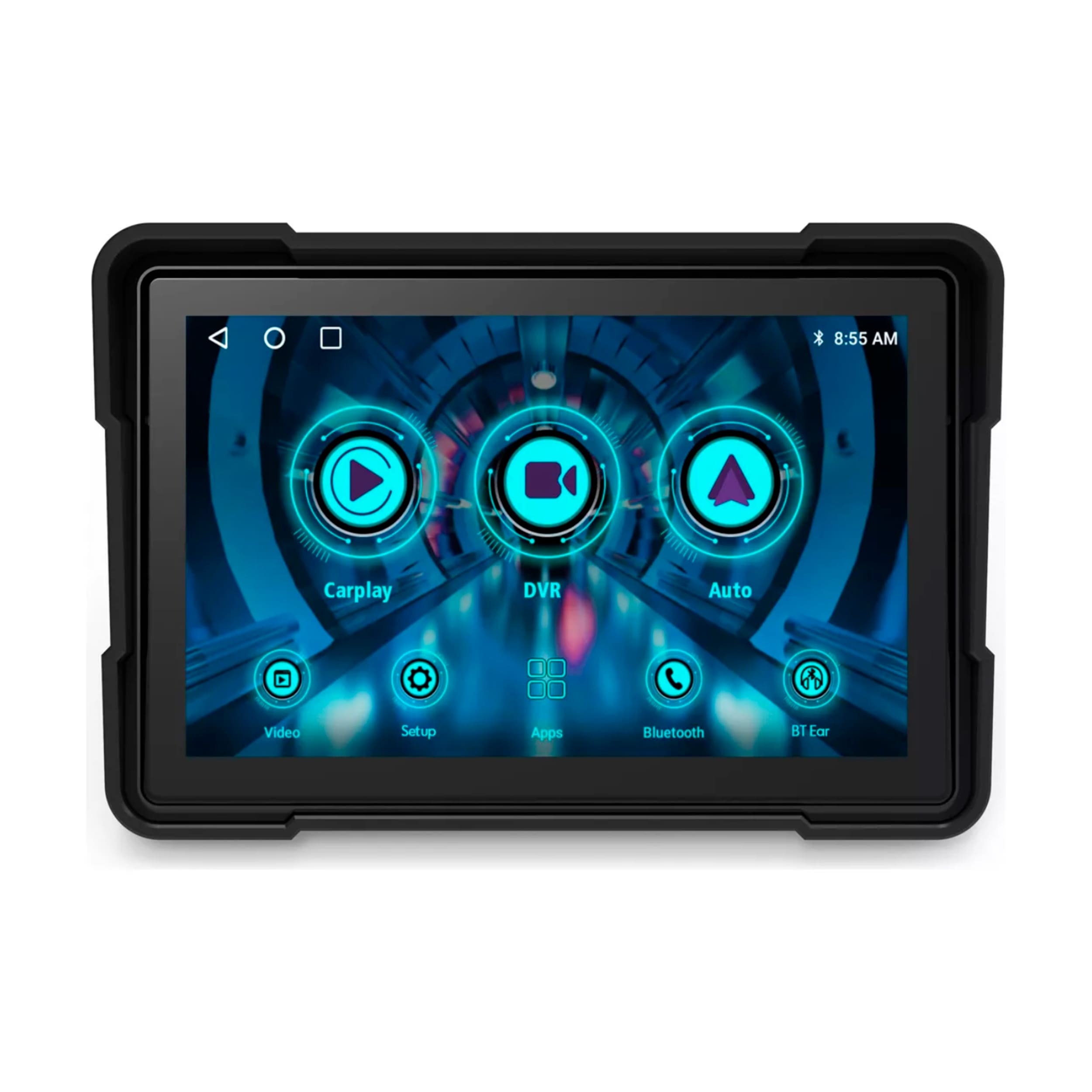 Navegador para moto con pantalla táctil 5" IPS, Android Auto, CarPlay inalámbrico, bluetooth, IP67, negro