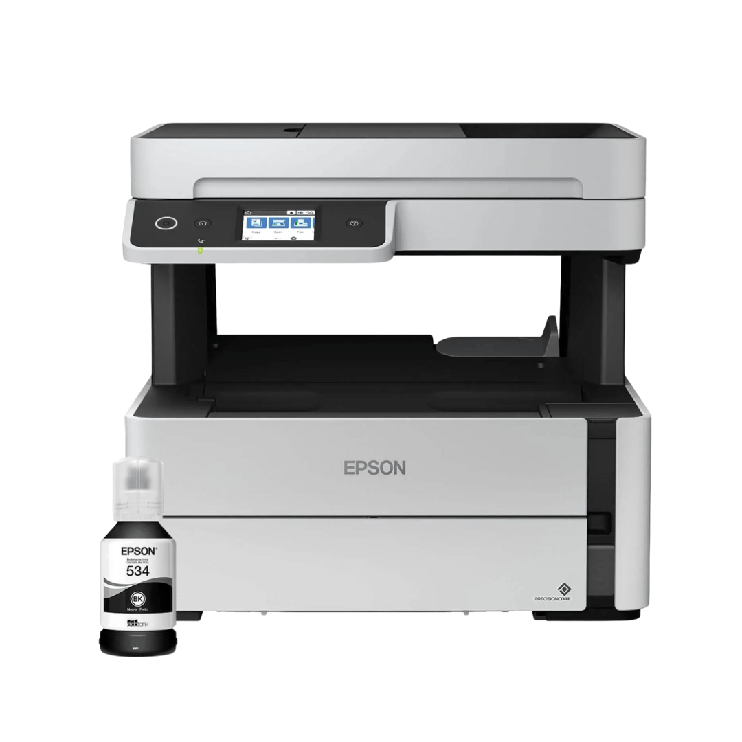Impresora multifuncional Epson EcoTank ET-M3170 monocromática, Wi-Fi, ADF, dúplex automático y tanque recargable, gris