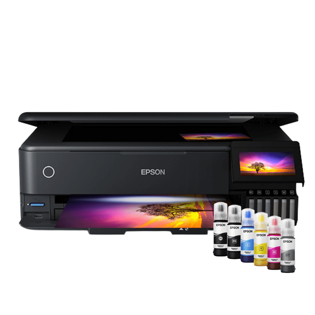 Impresora fotográfica Epson L8180 EcoTank multifuncional A3 Wi-Fi, Ethernet y pantalla táctil 4.3", negro