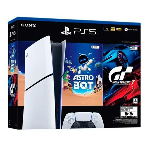 Consola Sony PlayStation 5 Slim edición digital + Astro Bot y Gran Turismo 7 incluidos, SSD ultrarrápido