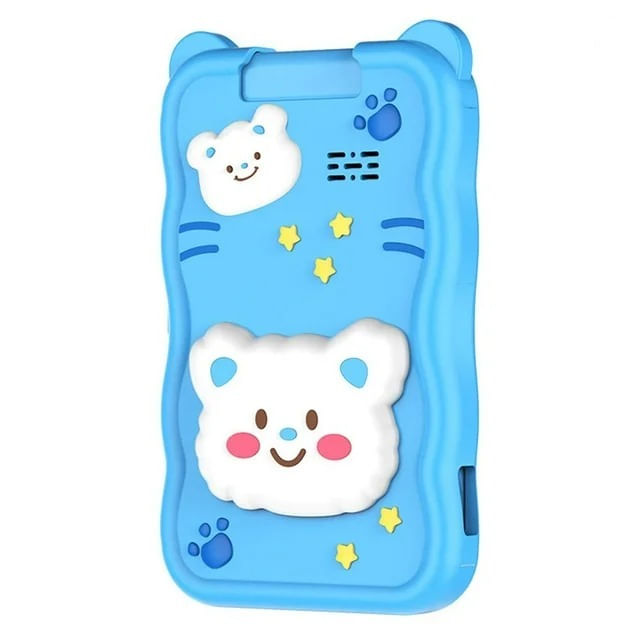 Cámara digital Osito tipo celular para niños, grabación HD, memoria hasta 64GB, pantalla táctil, azul