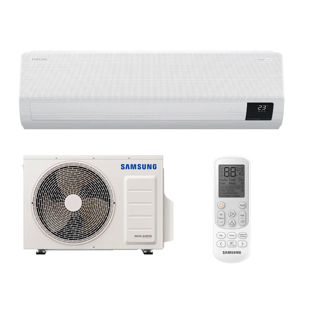 Aire acondicionado Samsung Split WindFree 12000 BTU Eco Inverter frío solo, Wi-Fi SmartThings y AI Cooling, blanco