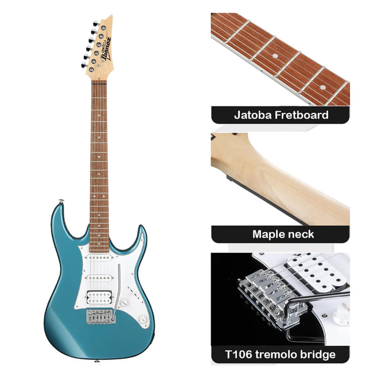 Imagen 2 del producto Guitarra eléctrica Ibanez Gio GRX40 Metallic Light Blue, amplificador Orange Crush 12W y accesorios, azul