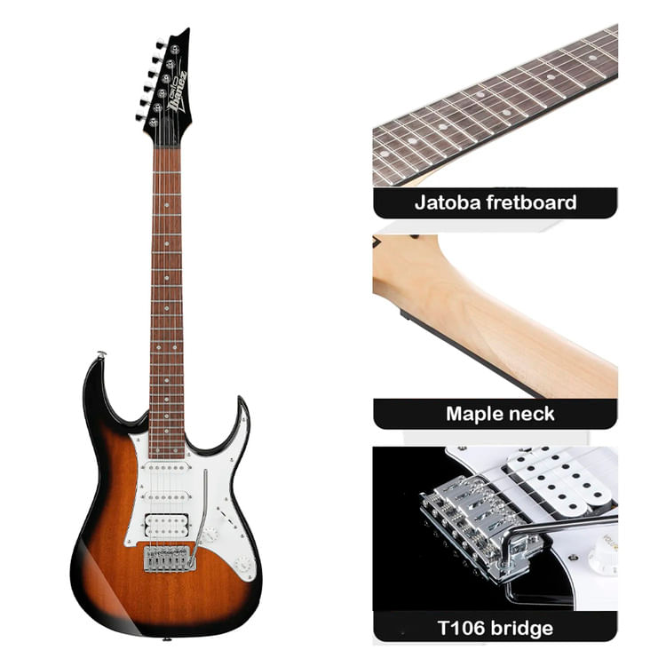 Imagen 2 del producto Guitarra electrica Ibanez GRG140 Sunburst, con amplificador Orange Crush 12W y accesorios completos