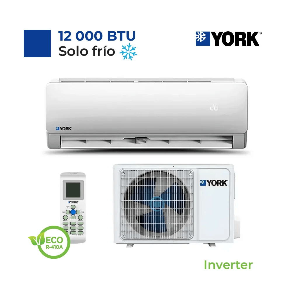 Imagen 2 del producto Aire acondicionado York 12000 BTU pared Inverter frío solo, turbo, autodiagnóstico, blanco