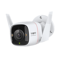 Cámara de seguridad exterior Tapo C325WB 2K QHD ColorPro, visión nocturna IA, detección avanzada, IP66, blanco