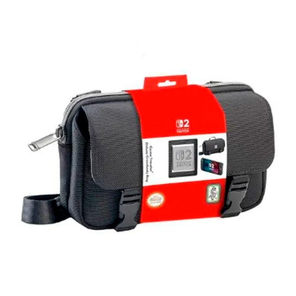 Estuche game traveler deluxe crossbody bag para nintendo switch 2, switch oled y switch, negro