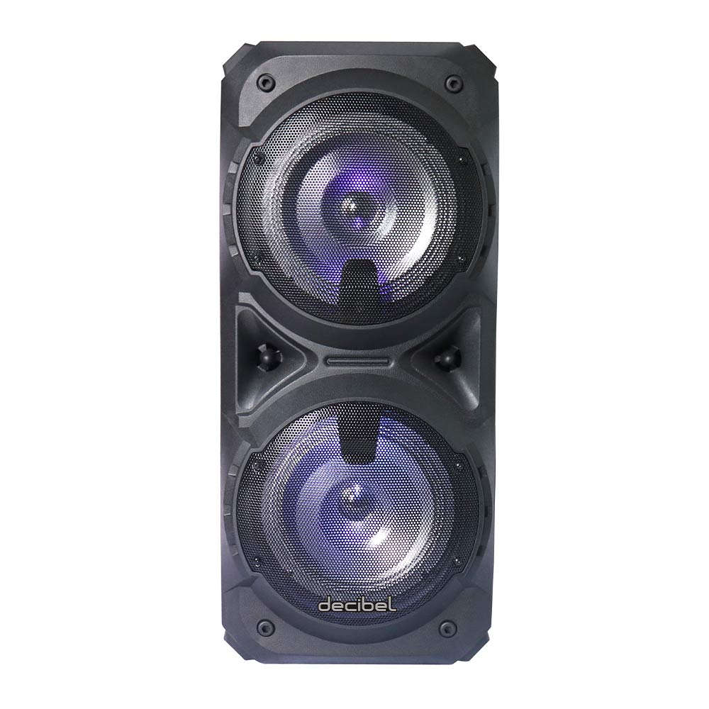 Parlante de torre bluetooth Decibel 80W luces led + trípode