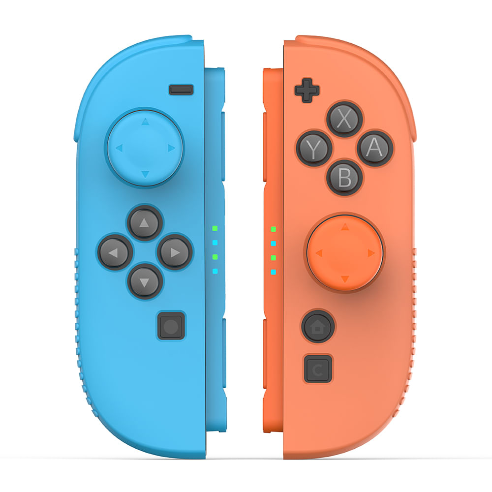 Imagen 1 del producto Protector para joycon y palancas Honcam compatible con Nintendo Switch 2, silicona, azul y naranja
