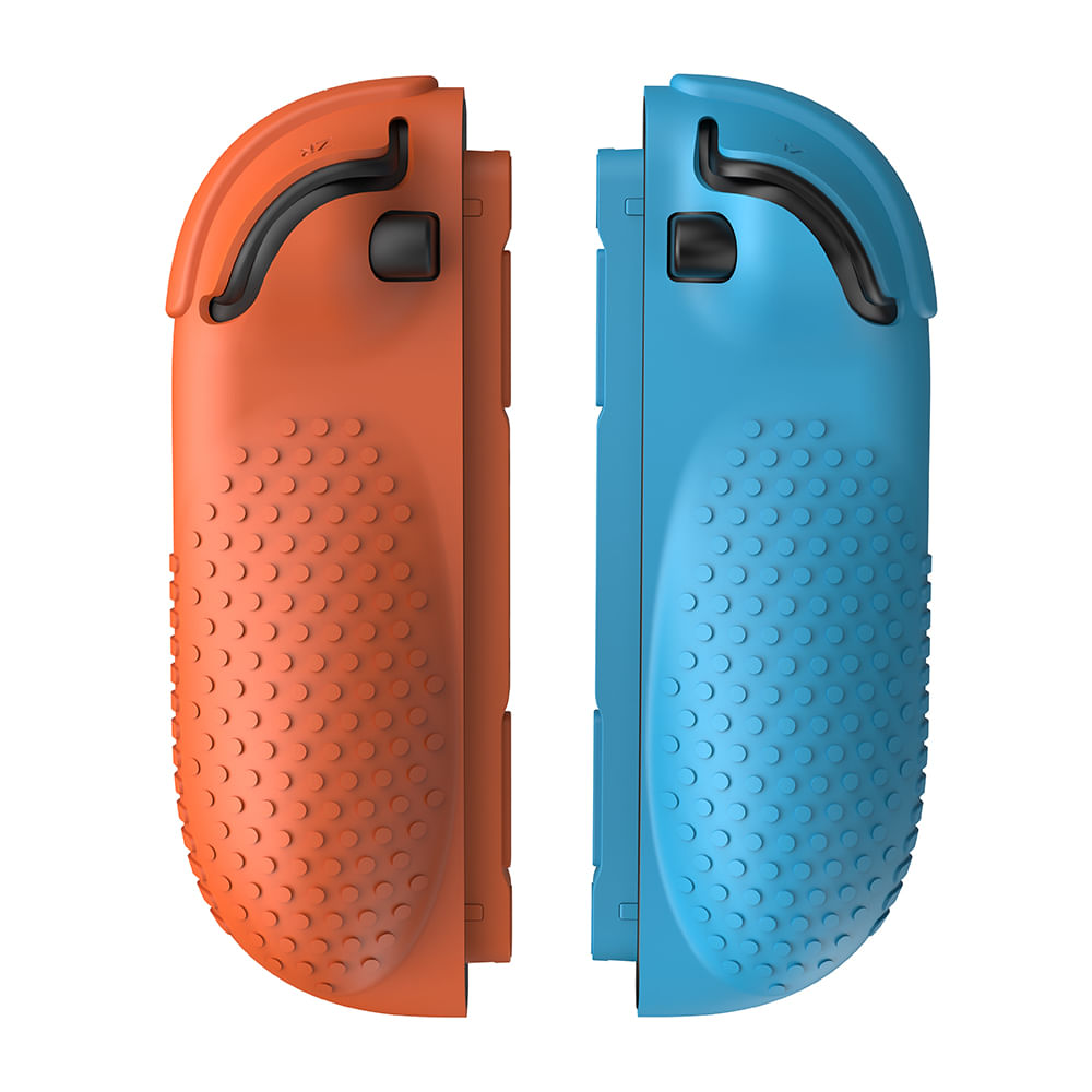 Imagen 2 del producto Protector para joycon y palancas Honcam compatible con Nintendo Switch 2, silicona, azul y naranja