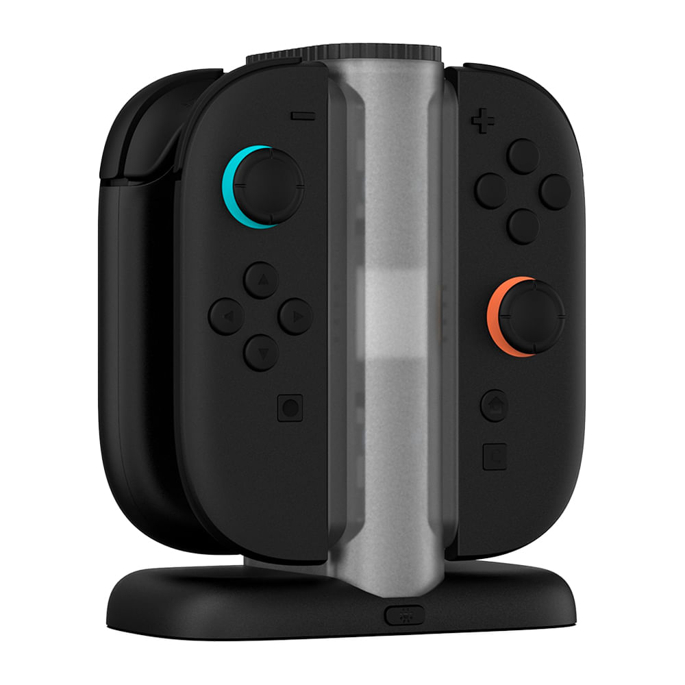 Cargador 4 en 1 para joycon Honcam compatible con Nintendo Switch 2, carga rápida, magnético, negro