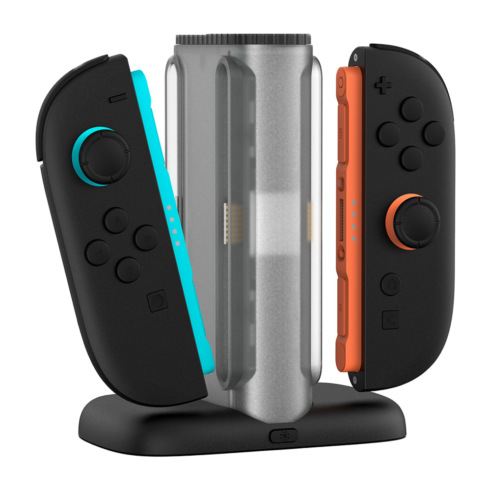 Imagen 2 del producto Cargador 4 en 1 para joycon Honcam compatible con Nintendo Switch 2, carga rápida, magnético, negro