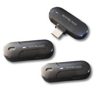 Micrófono inalámbrico Lavalier Batblack, con estuche de carga, doble emisor, entrada tipo- C, cobertura 30 metros, negro