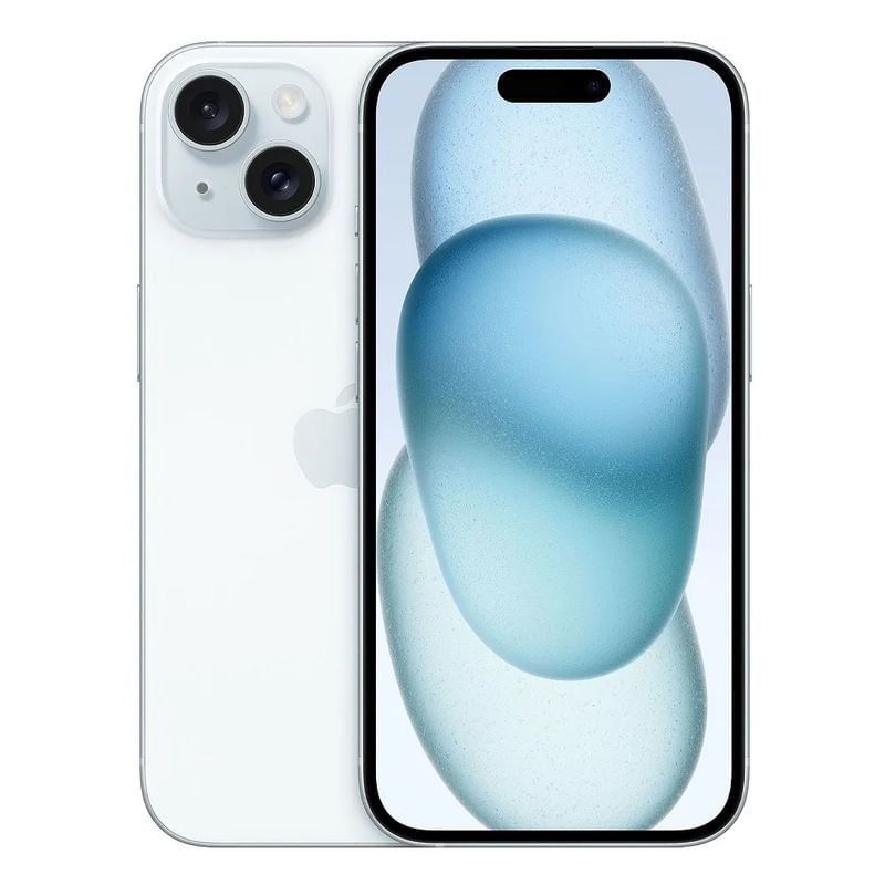 Imagen 1 del producto iPhone 15 eSIM 5G 128GB, 6GB RAM, cámara trasera 48MP y frontal 12MP, 6.1"", iOS, sky blue