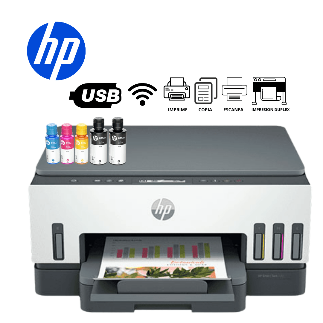 Imagen 2 del producto Impresora multifuncional HP Smart Tank 720, inyección de tinta, inalámbrica, Wi-Fi, con tanques recargables