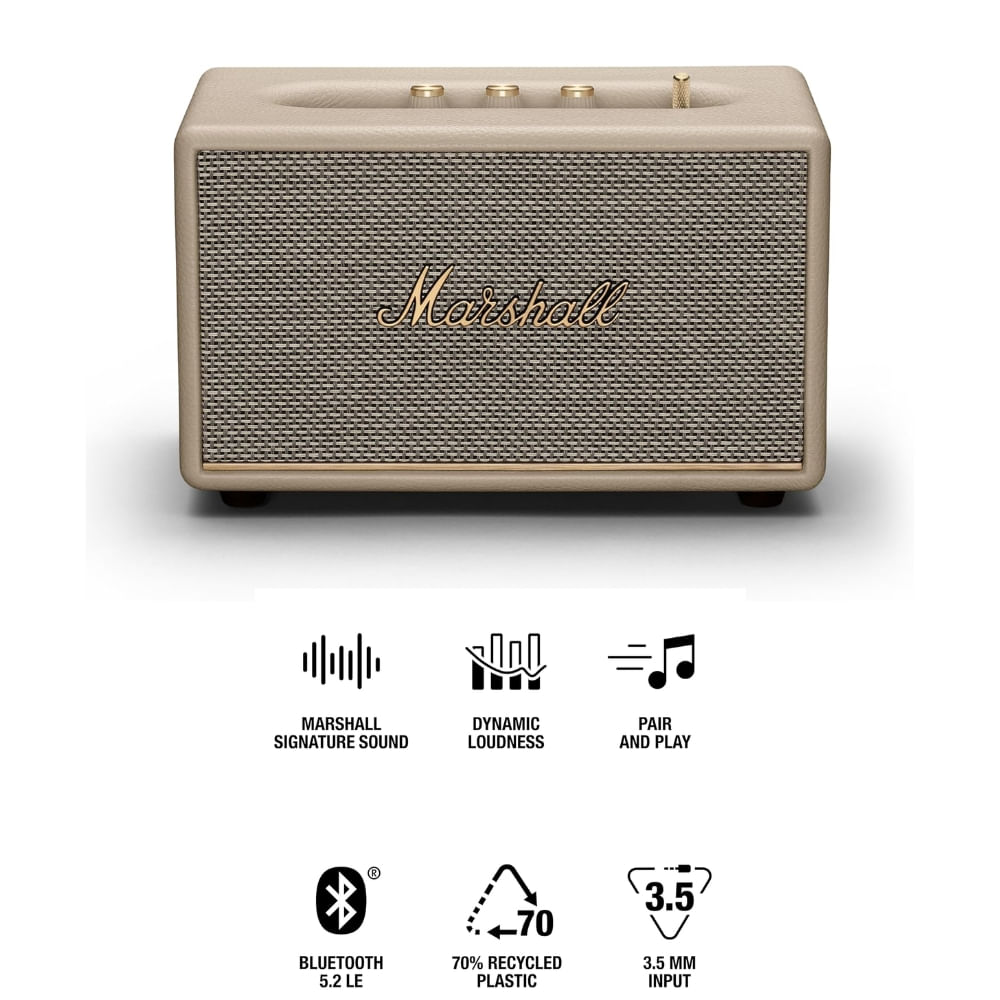 Imagen 2 del producto Parlante bluetooth Marshall Acton III, potencia 30W, BT5.2, USB, crema