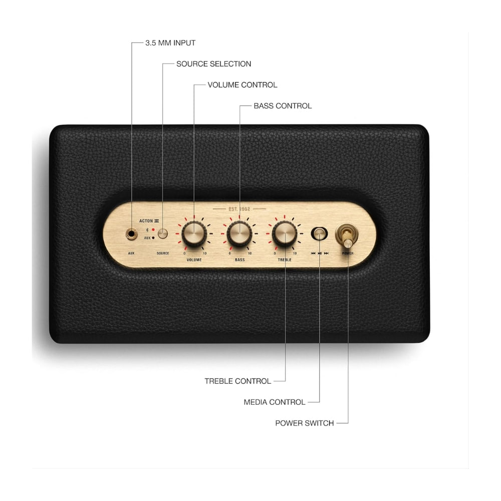 Imagen 2 del producto Parlante bluetooth Marshall Acton III, potencia 30W, BT5.2, negro